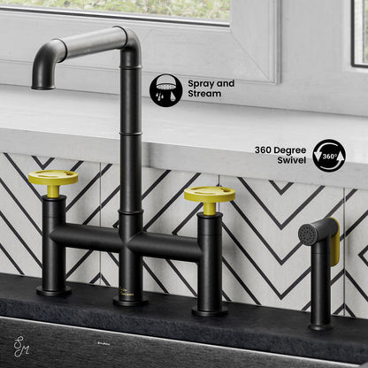 Swiss Madison Avallon Pro Kitchen Faucet in Matte Black & Yellow - SM-KF79EY