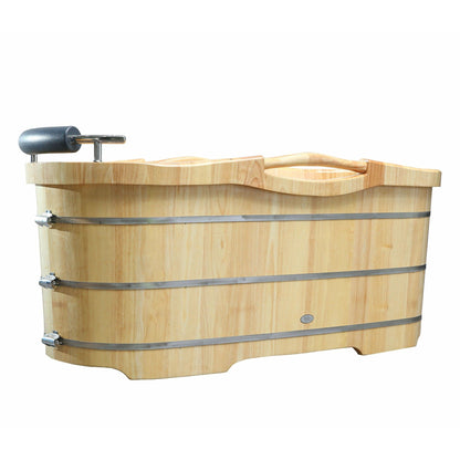 ALFI 61-Inch Wooden Freestanding Bathtub with Cushion Headrest  - AB1163