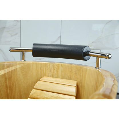 ALFI 61-Inch Wooden Freestanding Bathtub with Cushion Headrest  - AB1163