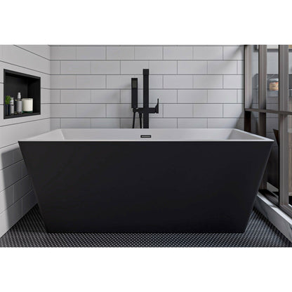 ALFI brands Curved Floor Mounted Tub Filler with Hand Held Shower Head  - AB2180