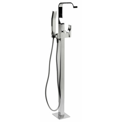 ALFI brands Curved Floor Mounted Tub Filler with Hand Held Shower Head  - AB2180