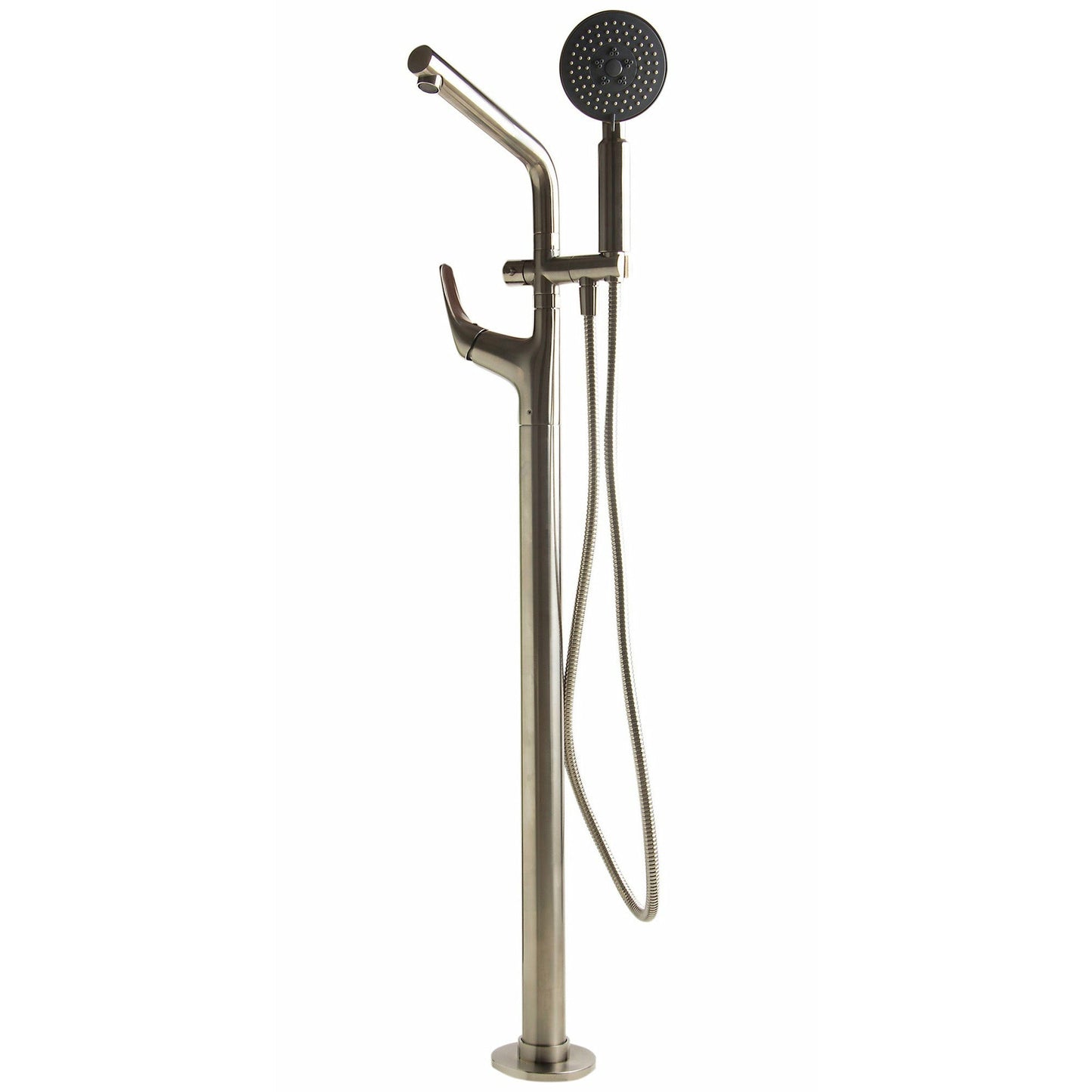 ALFI Round Floor Mounted Tub Filler + Mixer with Hand Held Shower Head -  AB2758