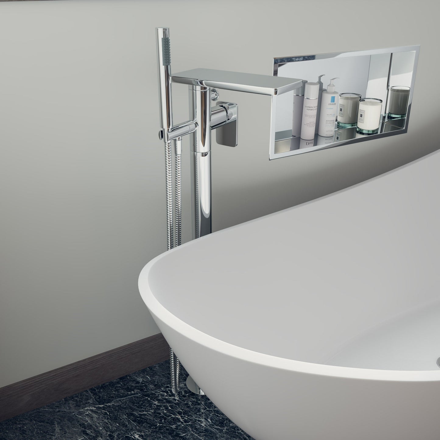 ALFI Freestanding Floor Mounted Shelf Style Bath Tub Filler  - AB2875