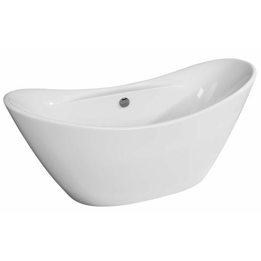 ALFI 68-Inch Oval White Acrylic Freestanding Slipper Soaking Bathtub  - AB8803