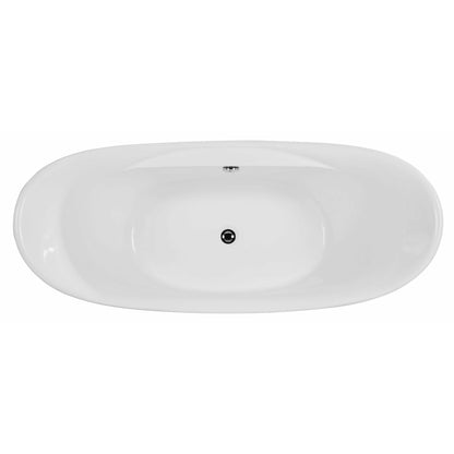 ALFI 68-Inch Oval White Acrylic Freestanding Slipper Soaking Bathtub  - AB8803