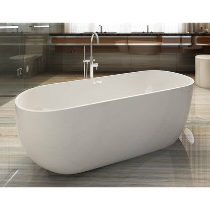ALFI 59-Inch Oval White Freestanding Acrylic Soaking Bathtub  - AB8838