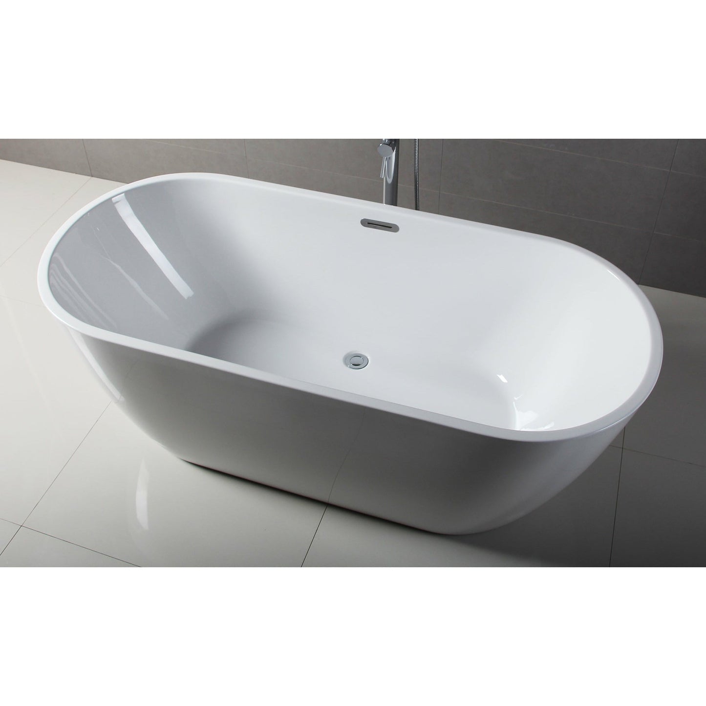 ALFI 67-Inch Oval White Freestanding Acrylic Soaking Bathtub  - AB8839