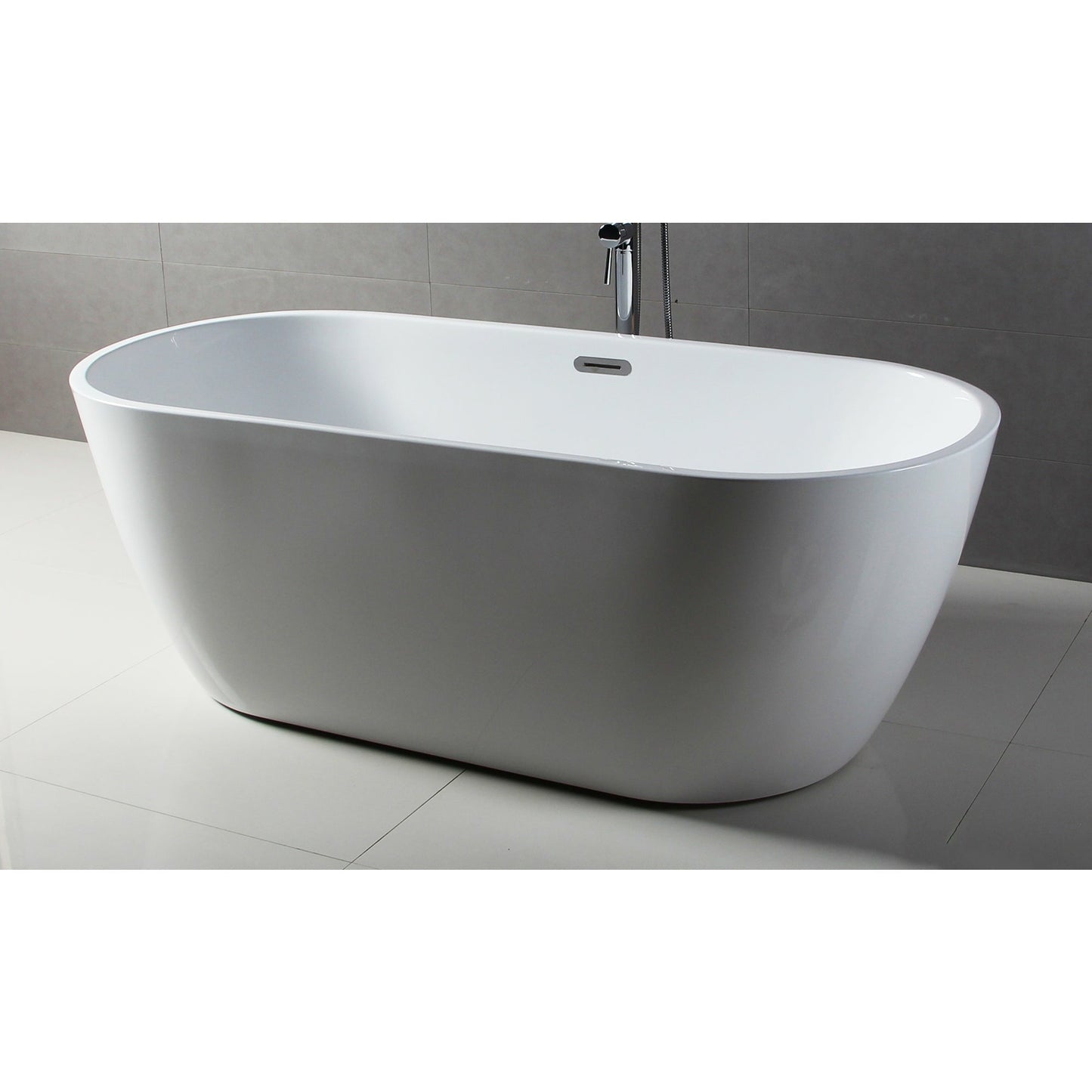 ALFI 67-Inch Oval White Freestanding Acrylic Soaking Bathtub  - AB8839