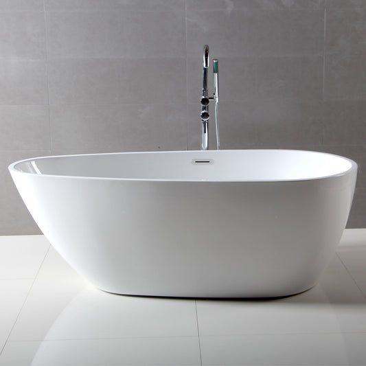 ALFI 59-Inch Oval White Freestanding Acrylic Soaking Bathtub -  AB8861