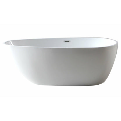 ALFI 59-Inch Oval White Freestanding Acrylic Soaking Bathtub -  AB8861