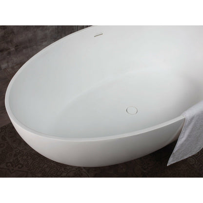 ALFI 67-Inch Oval White Solid Surface Freestanding Smooth Resin Soaking Bathtub  - AB9941