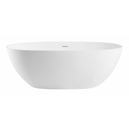 ALFI 59-Inch Oval White Solid Surface Freestanding Resin Soaking Bathtub  - AB9975