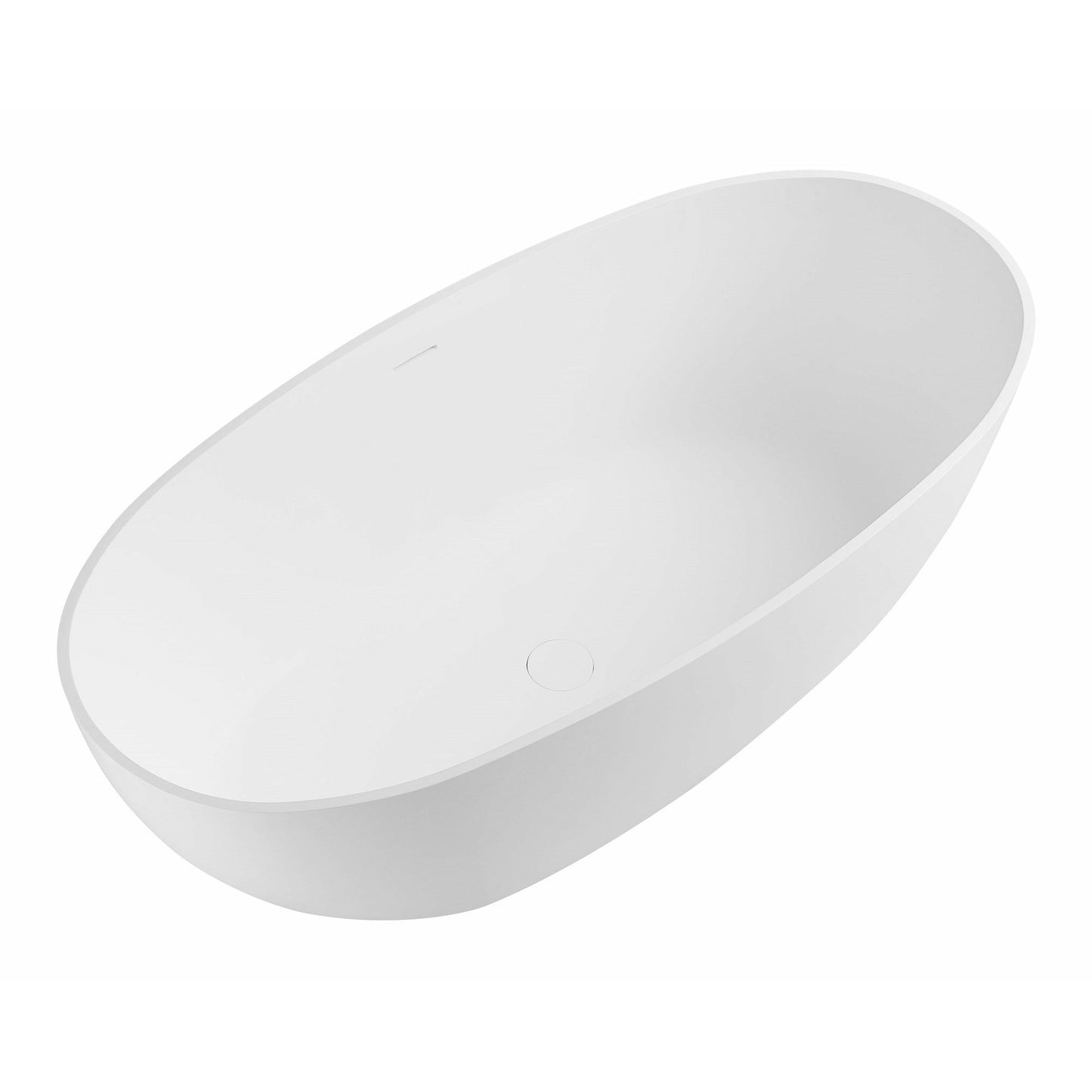 ALFI 59-Inch Oval White Solid Surface Freestanding Resin Soaking Bathtub  - AB9975
