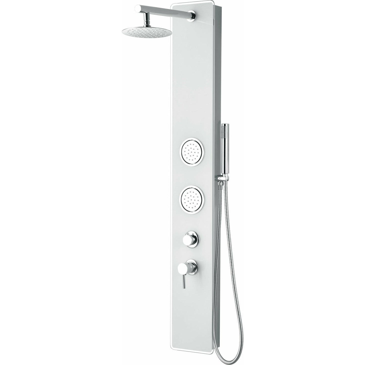 ALFI White Glass Shower Panel with 2 Body Sprays and Rain Shower Head  - ABSP50W