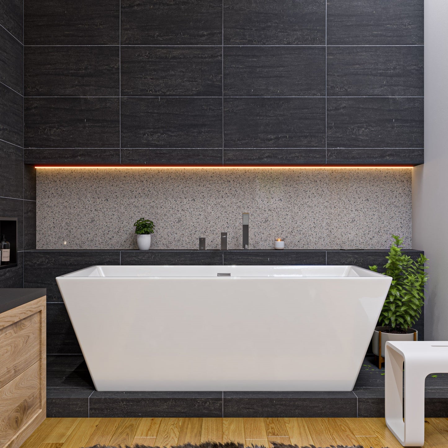 ALFI 67-Inch Rectangular White Freestanding Acrylic Soaking Bathtub  - AB8832