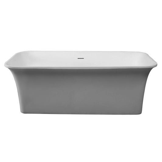 ALFI 67-Inch Rectangular White Solid Surface Freestanding Smooth Resin Soaking Bathtub -  AB9942