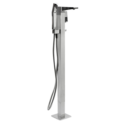 ALFI Single Hole Floor Mounted Tub Filler with Hand Held Shower Head  - AB2475-BN