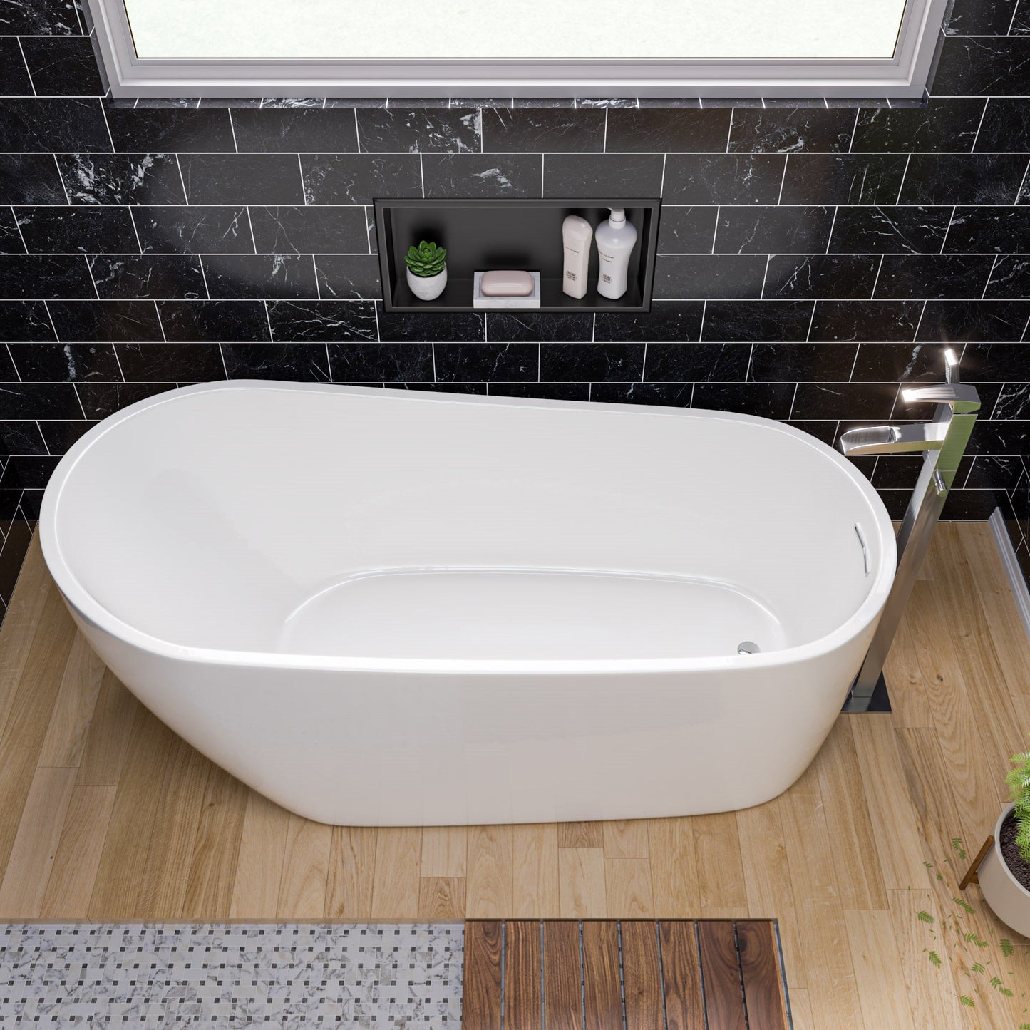 ALFI Single Hole Floor Mounted Waterfall Tub Filler -  AB2843