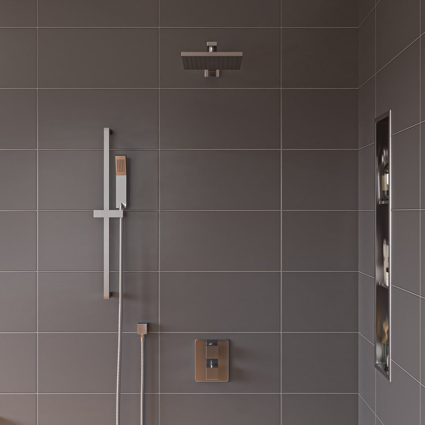 ALFI 2 Way Thermostatic Square Shower Set  - AB2830