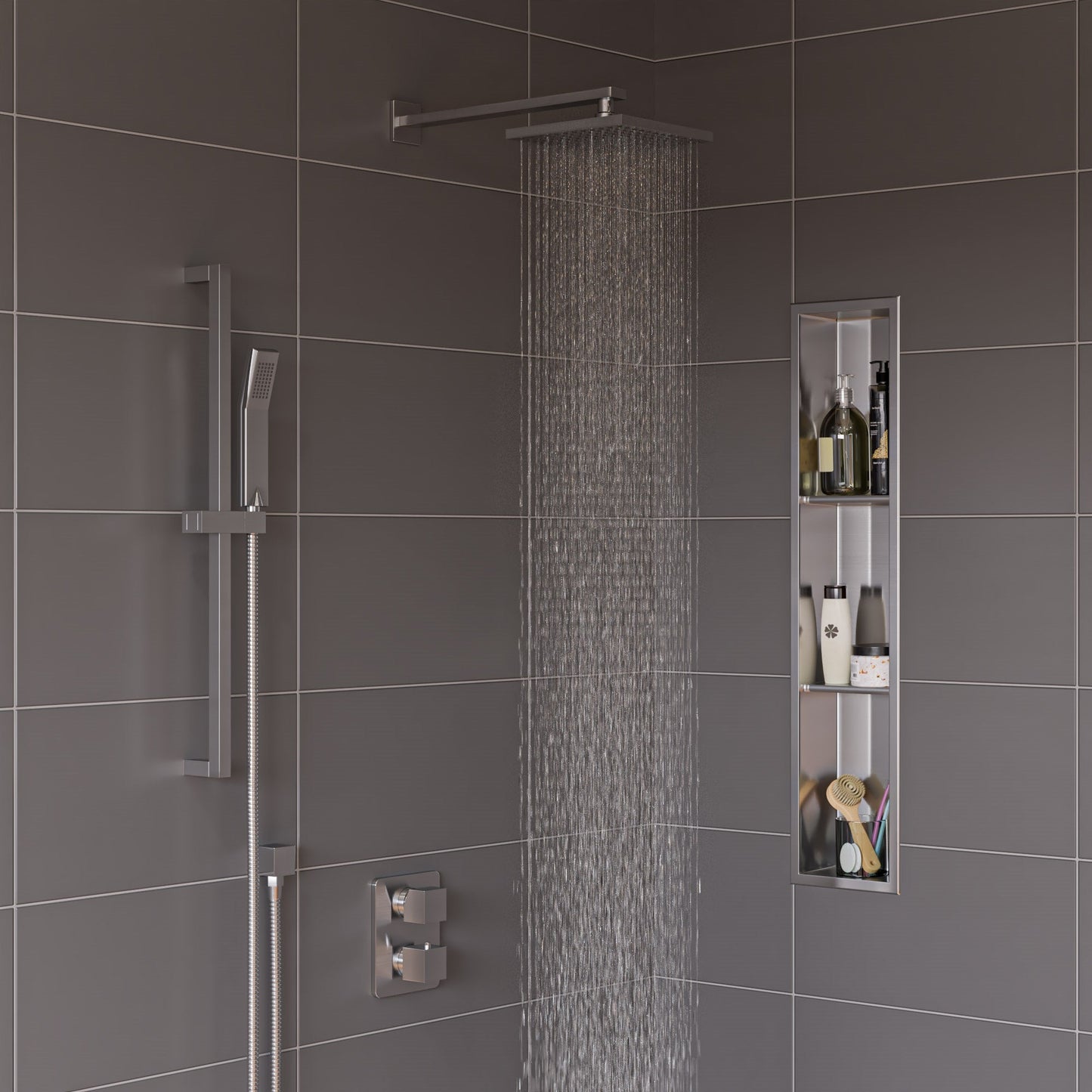 ALFI 2 Way Thermostatic Square Shower Set  - AB2830