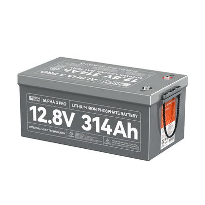 Rich Solar 3 PRO | 12V 314Ah LiFePO4 Battery | 8,000+ Cycles | Built-in Heater & Bluetooth | Lithium Battery for RV, Off-Grid, Cabin & Backup Power - RS-B123SP