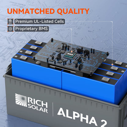 Rich Solar 2 | 12V 200Ah LiFePO4 Battery | Powerful 12V Lithium Battery for RVs, Trailers, Vans, Boats, Off-Grid | 5,000 Lifetime  - RS-B122SCycles | Bluetooth and Internal Heat Technology