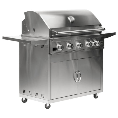Broilmaster 40-Inch 5-Burner Premium Propane Gas Grill and Grill Cart in Stainless Steel - AP2-BSB405P