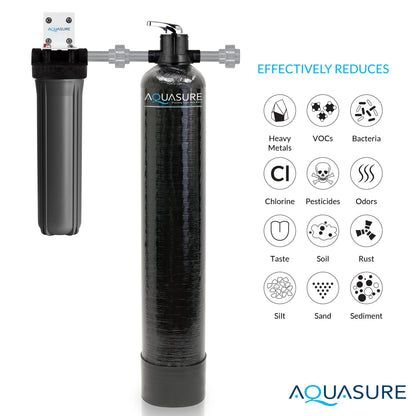 Aquasure Elite | 1,000,000 Gallons Whole House Water Filter Treatment Bundle with 48,000 Grains Softener w/ Fine Mesh Resin, 75 GPD Reverse Osmosis System - AS-SE1000FM