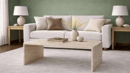 Lovecup Travertine Flat Top Coffee Table - Natural Stone - KEVINORTASEHPA