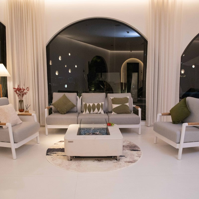 Aegean Ethanol Fire Table with Wind Screen