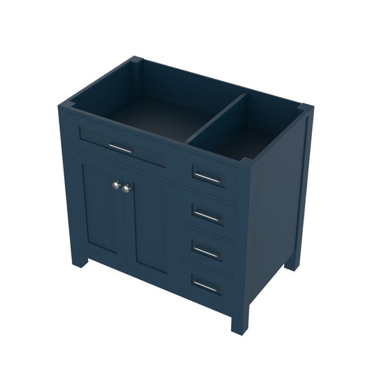 Alya Bath Norwalk  36" Single Blue Freestanding Bathroom Vanity with Drawer and Brushed Nickel Edge Handles - HE-101-36-DR-B