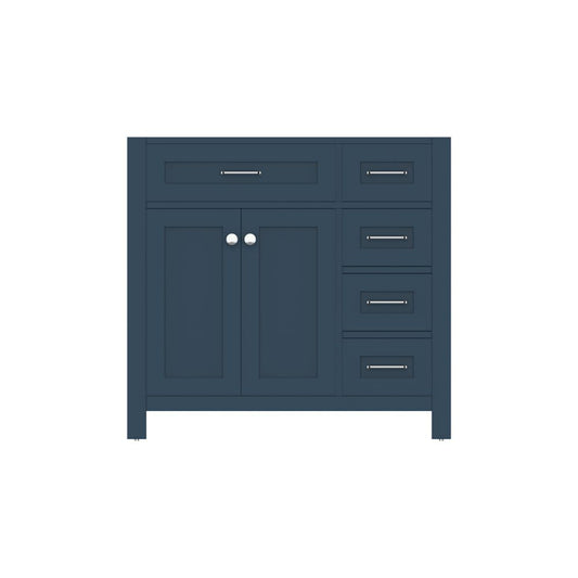 Alya Bath Norwalk  36" Single Blue Freestanding Bathroom Vanity with Drawer and Brushed Nickel Edge Handles - HE-101-36-DR-B
