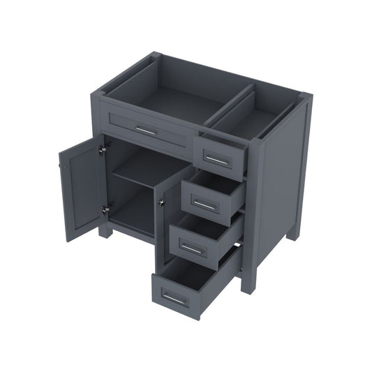 Alya Bath Norwalk  36" Single Gray Freestanding Bathroom Vanity with Drawer and Brushed Nickel Edge Handles - HE-101-36-DR-G