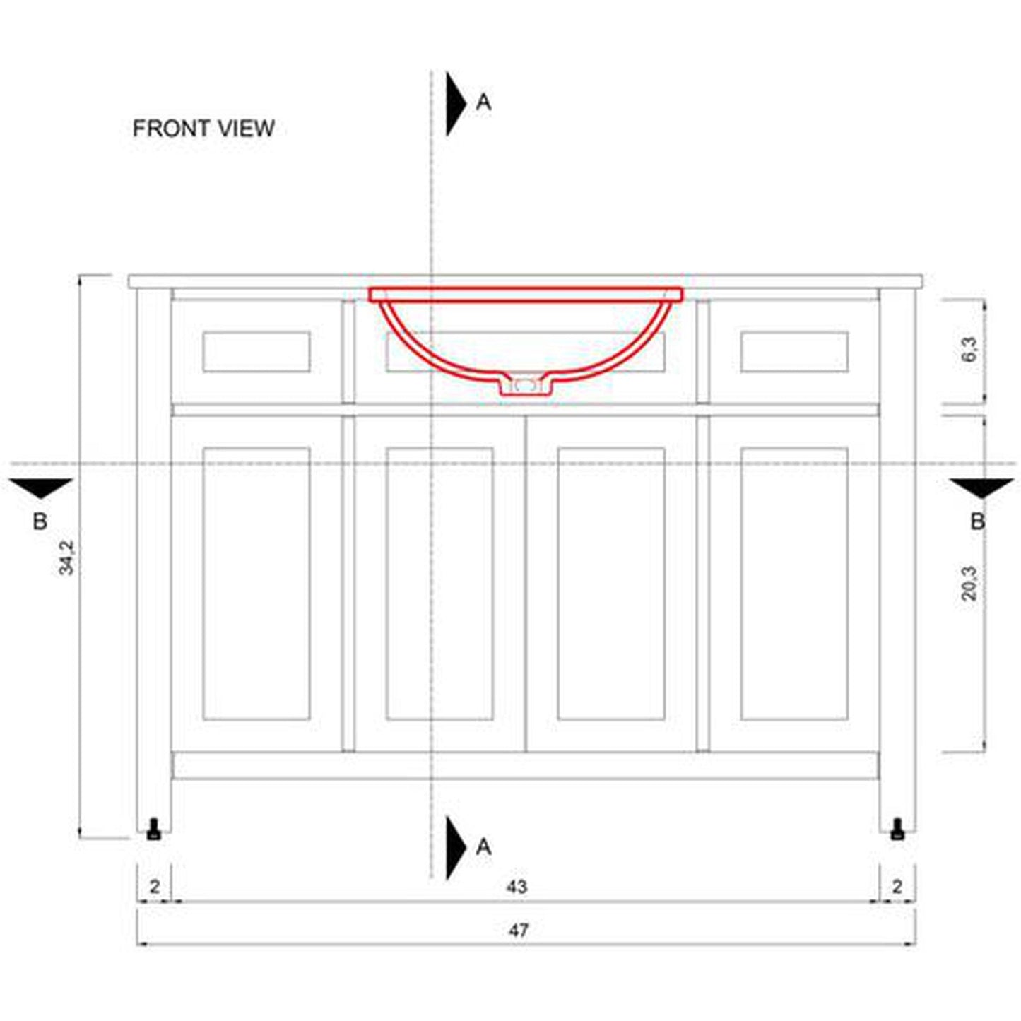 Alya Bath Norwalk 48" Single Gray Freestanding  Bathroom Vanity With Carrara Marble Top, Ceramic Sink and Wall Mounted Mirror - HE-101-48-G-CWMT + HE-101/102-42-G-M