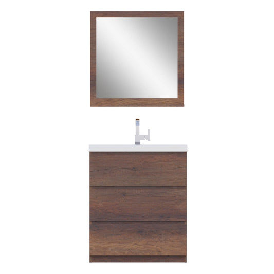Alya Bath Paterno 30" Single Rosewood  Modern Freestanding  Bathroom Vanity With Acrylic Top and Integrated Sink - AB-MOA30-RW