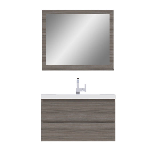 Alya Bath Paterno 36" Single Gray Modern Wall Mounted  Bathroom Vanity With Acrylic Top and Integrated Sink - AB-MOF36-G