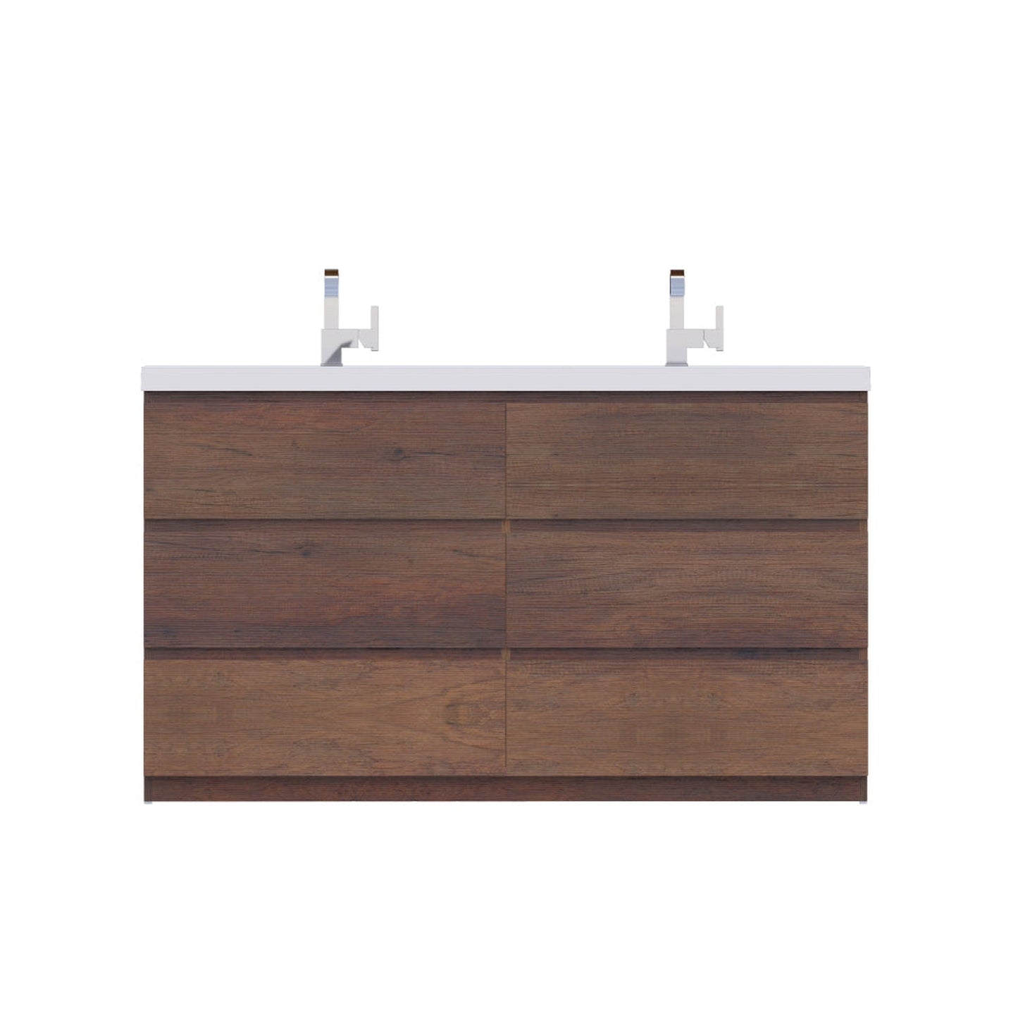 Alya Bath Paterno 60" Double Rosewood  Modern Freestanding  Bathroom Vanity With Acrylic Top and Integrated Sink - AB-MOA60D-RW