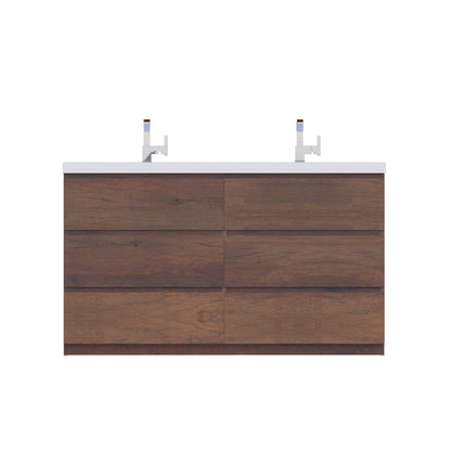 Alya Bath Paterno 48" Single Rosewood Modern Freestanding  Bathroom Vanity With Acrylic Top and Integrated Sink - AB-MOA48-RW