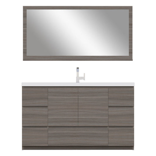 Alya Bath Paterno 60" Single Gray Modern Freestanding Single Bathroom Vanity With Acrylic Top and Integrated  Sink - AB-MOA60S-G