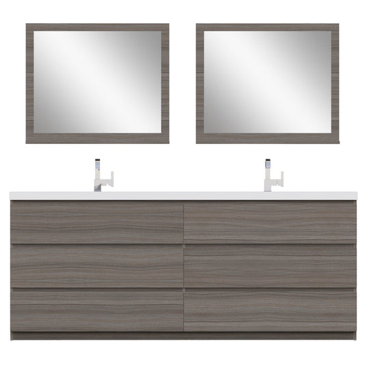 Alya Bath Paterno 84" Double Gray  Modern Freestanding  Bathroom Vanity With Acrylic Top and Integrated Sink - AB-MOA84D-G