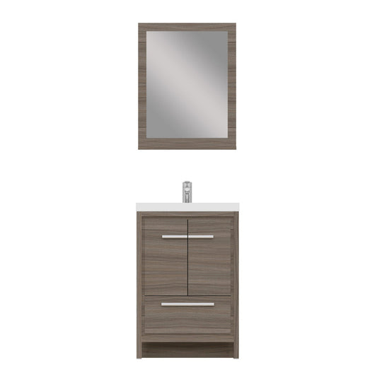 Alya Bath Sortino 24" Single Gray Modern Freestanding  Bathroom Vanity With Acrylic Top and Integrated Sink