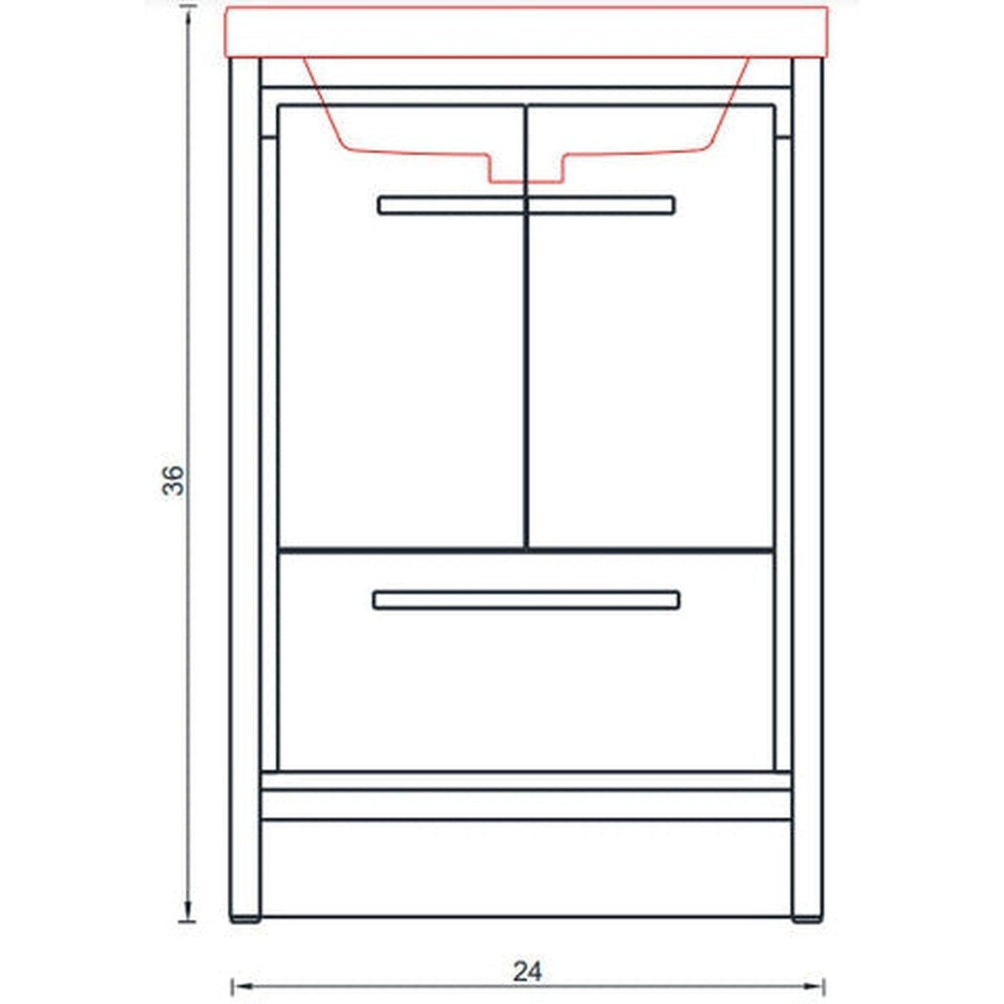Alya Bath Sortino 24" Single Gray Modern Freestanding  Bathroom Vanity With Acrylic Top and Integrated Sink