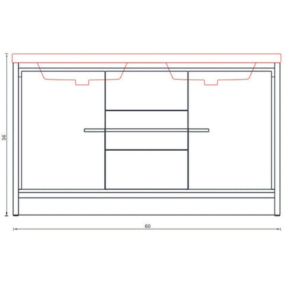 Alya Bath Sortino 60" Double Rosewood  Modern Freestanding Bathroom Vanity With Acrylic Top and Integrated Sink - AB-MD660D-RW