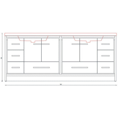 Alya Bath Sortino 84" Double White Modern Freestanding  Bathroom Vanity With Acrylic Top and Integrated Sink - AB-MD684-W