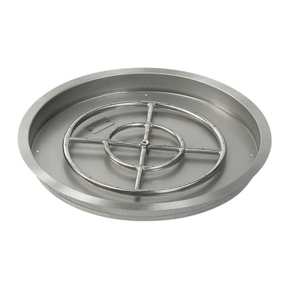 American Fire Glass 25" Round SS Drop-In FirePit Pan w/18" Fire Ring  - SSRSP25ASBL