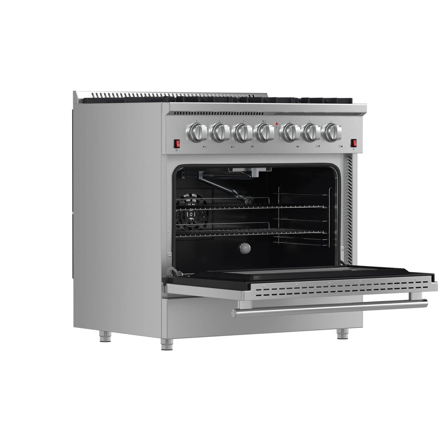 Forno 5-Piece Appliance Package - 36-Inch Gas Range, Wall Mount Range Hood, 60-Inch Refrigerator, Dishwasher, and 30-Inch Microwave Oven in Stainless Steel - AP5-6244-36-5095-60S-30MO