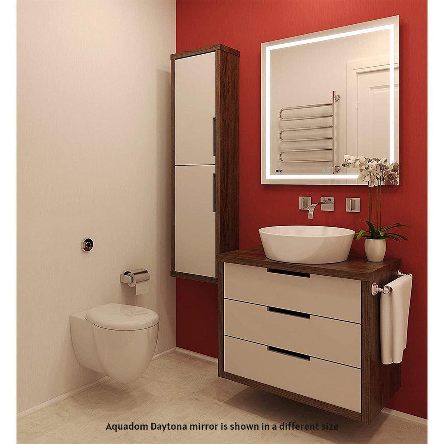 Aquadom Daytona  30" x 30" Square Ultra-Slim Frame LED Lighted Bathroom Mirror With Defogger - D-3030-N