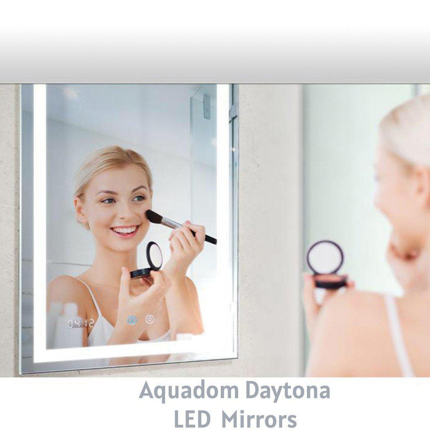 Aquadom Daytona 36" x 36" Square Ultra-Slim Frame LED Lighted Bathroom Mirror With Defogger - D-3636-N