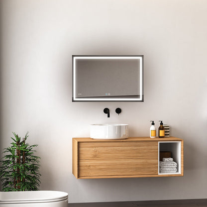 Aquadom Daytona 40" x 30" Rectangle Ultra-Slim Frame LED Lighted Bathroom Mirror With Defogger - D-4030-N