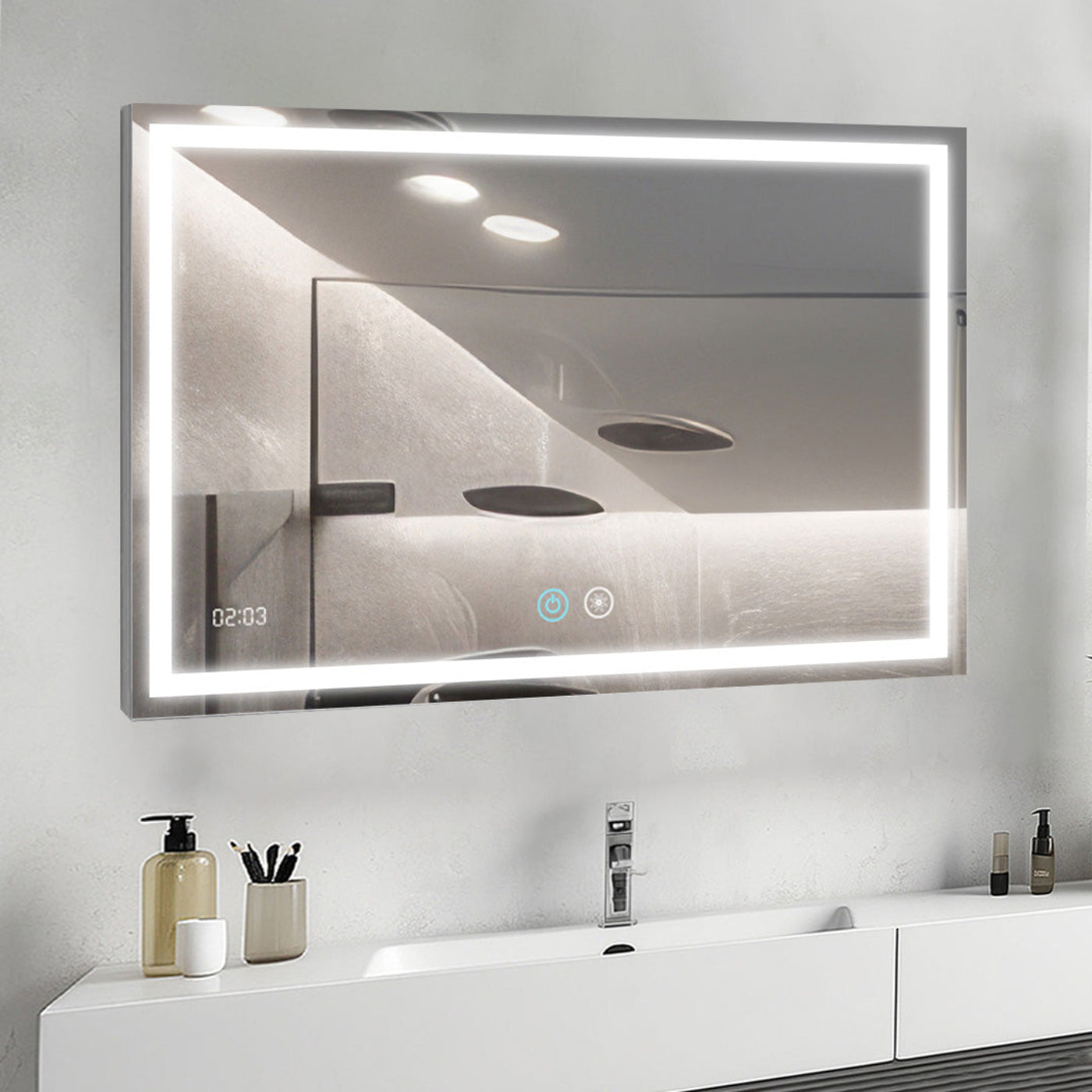 Aquadom Daytona 40" x 30" Rectangle Ultra-Slim Frame LED Lighted Bathroom Mirror With Defogger - D-4030-N